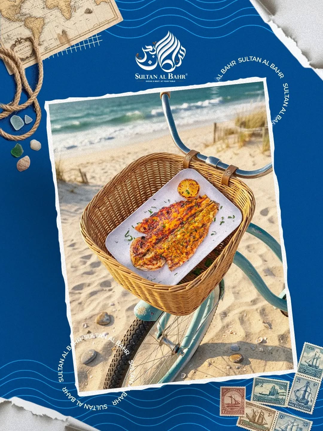 Instagram post: Beach postcard frames seafood dish