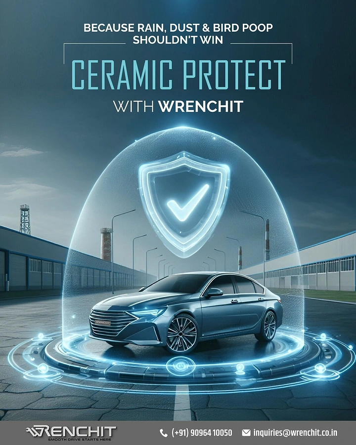 Car Wash & Detailing creative ad: Shield dome protecting car metaphor