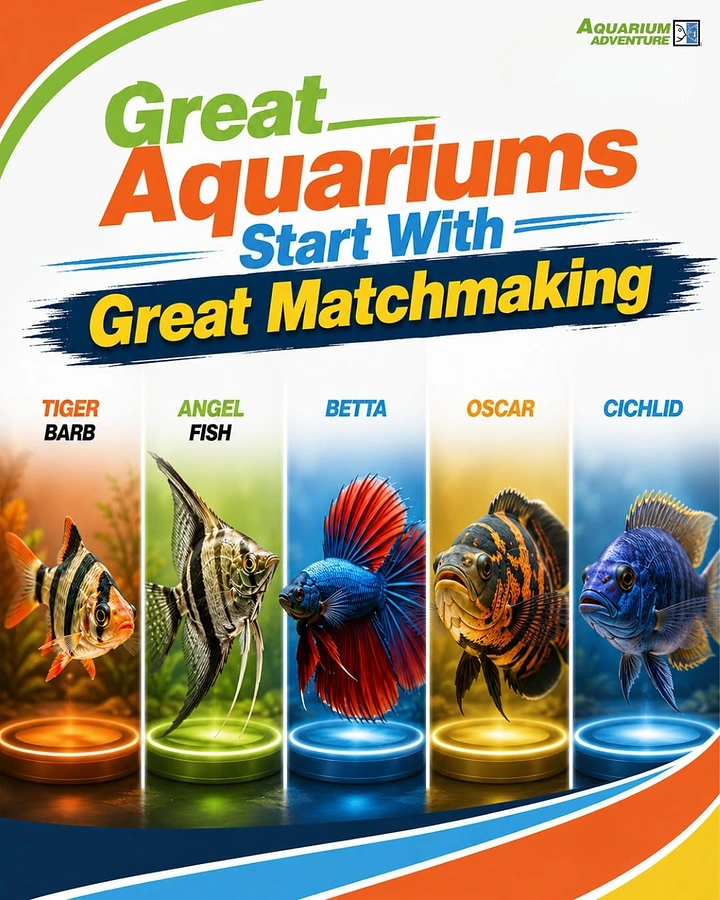 Aquarium Shops creative ad: Fish species lineup as matchmaking pun