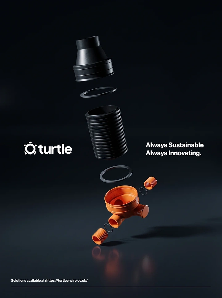 Plumbers creative ad: Exploded floating pipe fittings, premium product