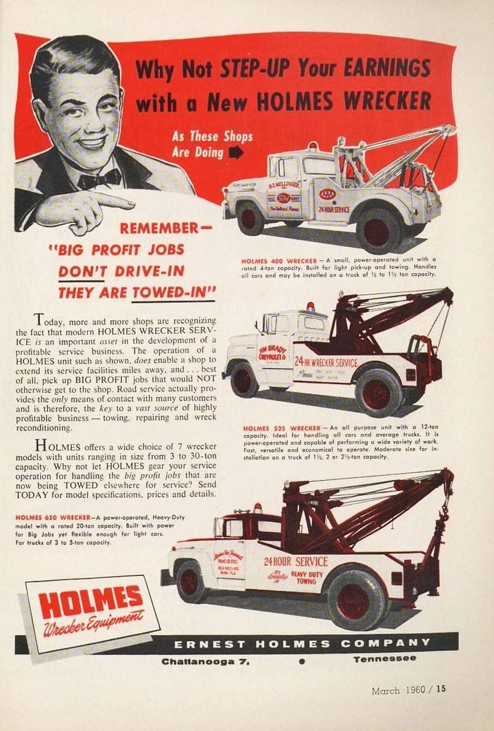 Towing & Roadside Assistance creative ad: Witty towing-profit vintage advertisement