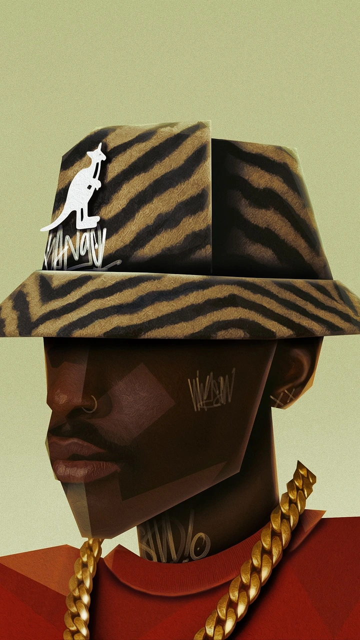 Hats & Caps creative ad: Striking tiger-pattern fashion portrait