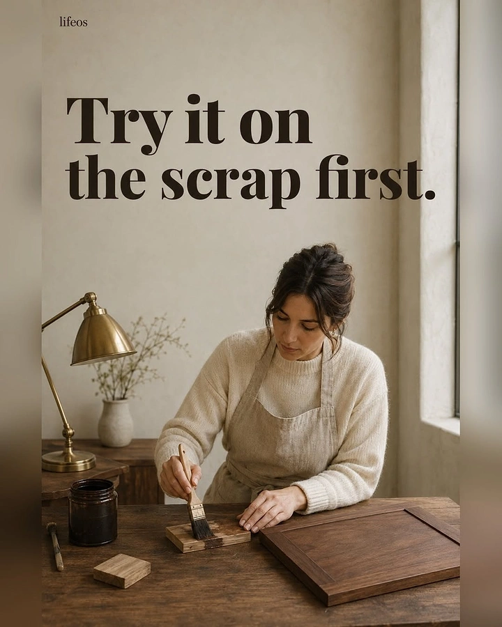 Carpenters & Woodwork creative ad: Witty 'try it on the scrap' copy