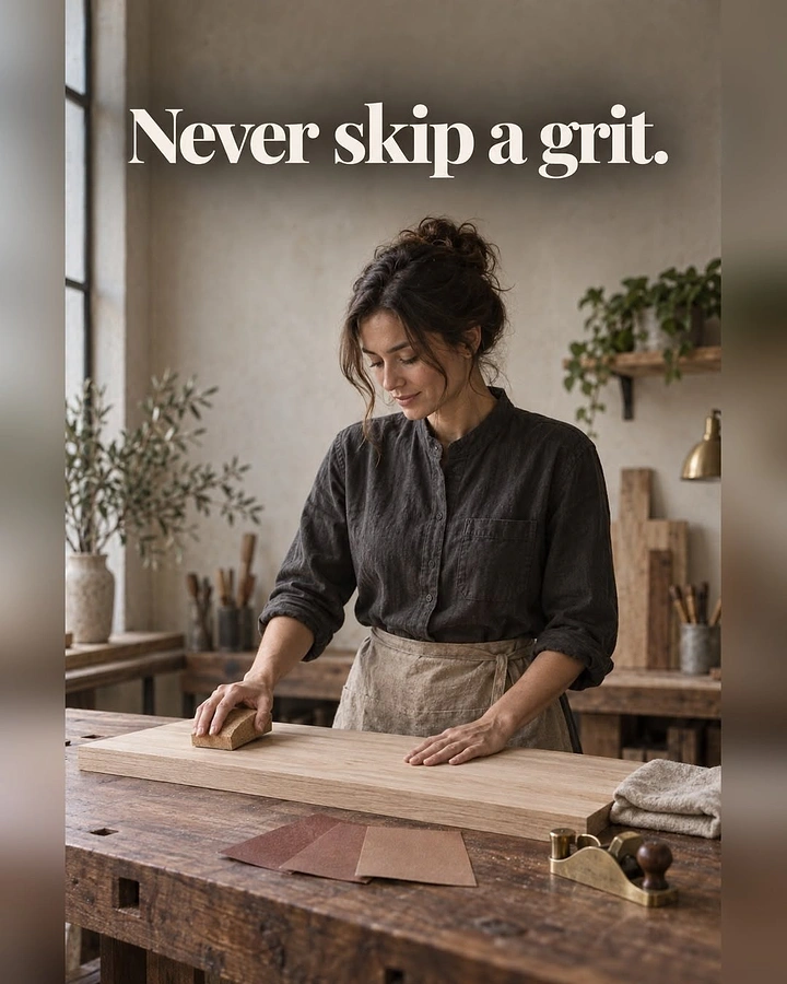 Carpenters & Woodwork creative ad: 'Never skip a grit' sanding pun