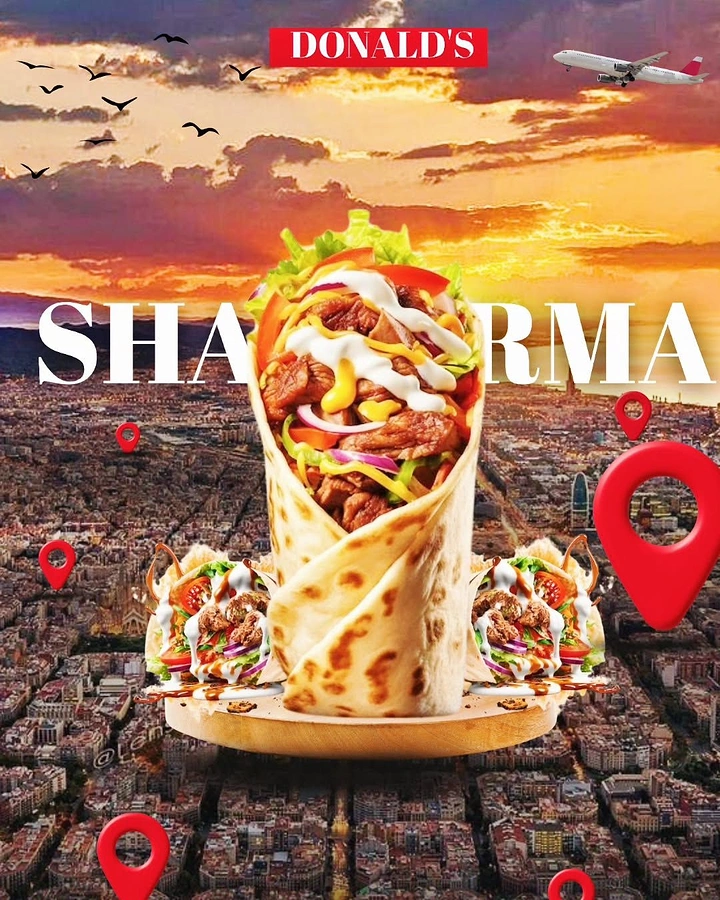 Arabic & Middle Eastern Restaurants creative ad: Shawarma becomes a city landmark monument