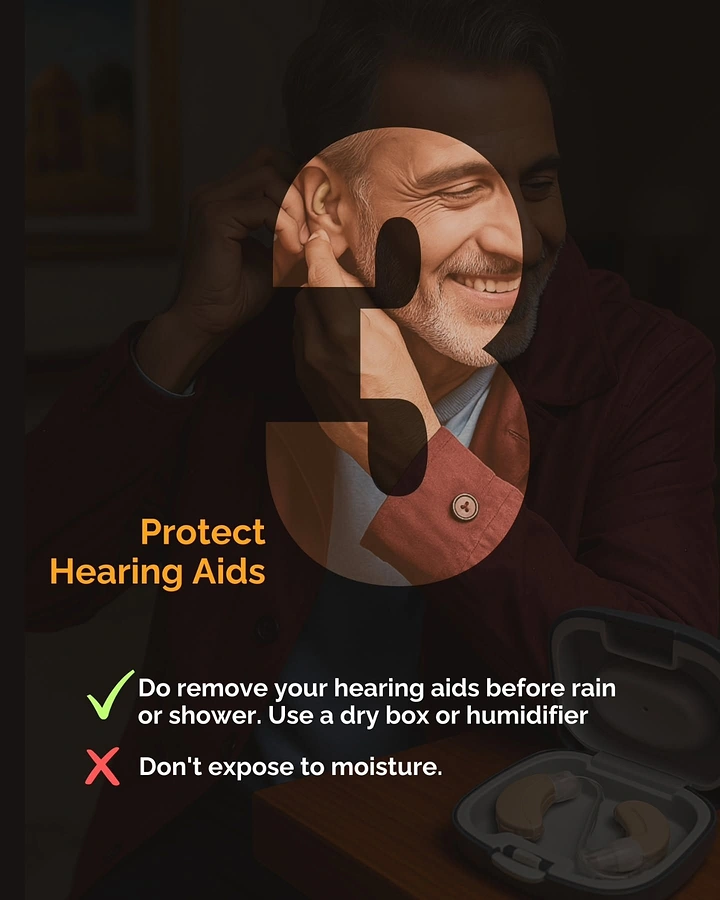 Hearing Aids creative ad: Numeral 3 framing moody portrait