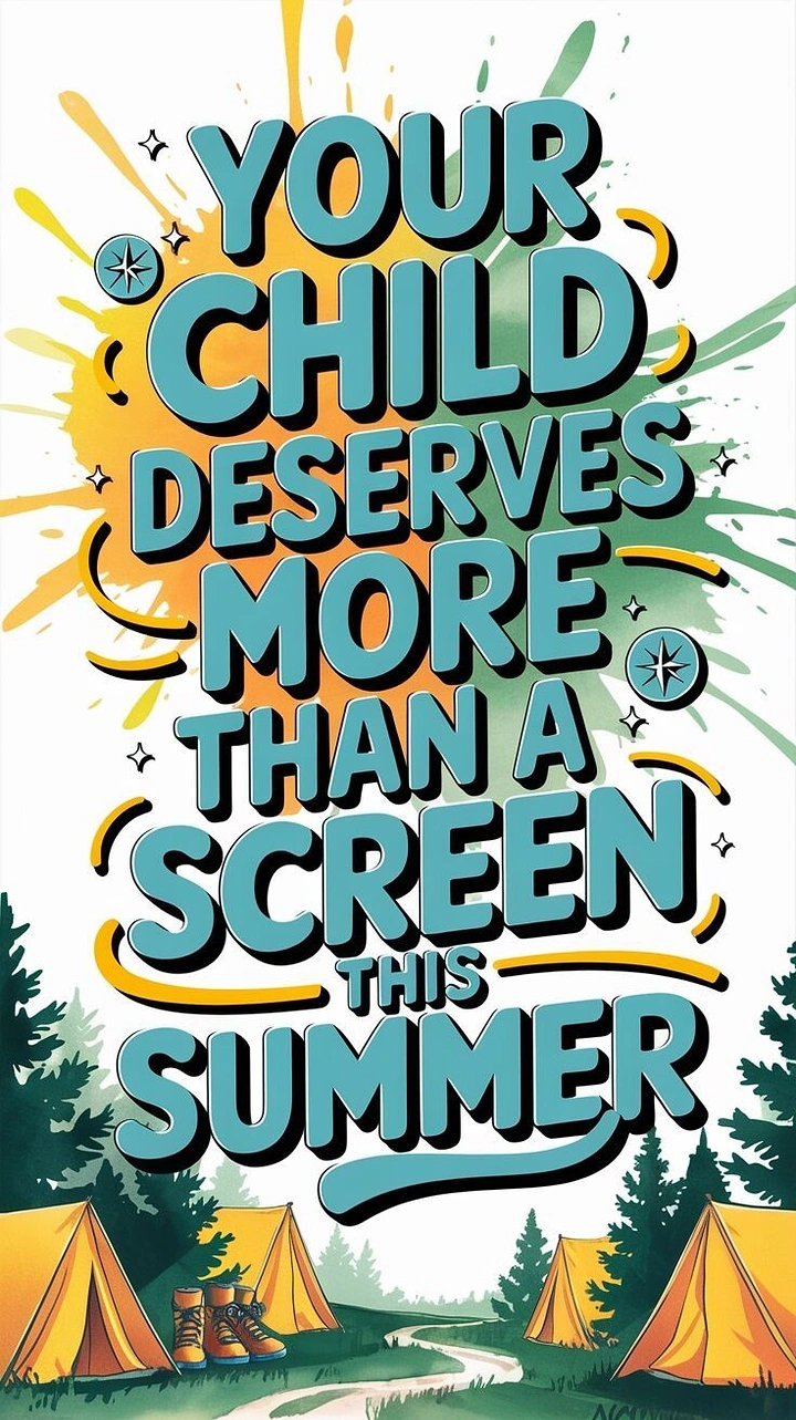 Summer Camps & Kids Activities creative ad: Witty screen-versus-camp typographic message