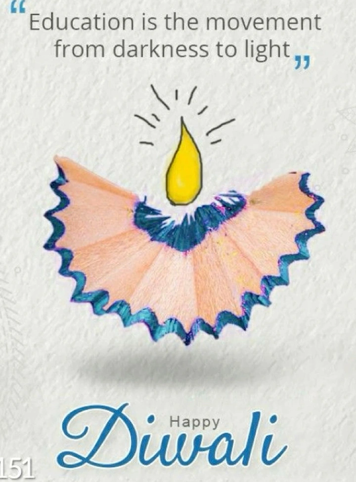 Diwali creative ad: Pencil shaving shaped like a diya with a hand-drawn flame