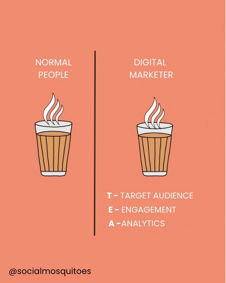 Agency creative ad: TEA acronym pun for digital marketer