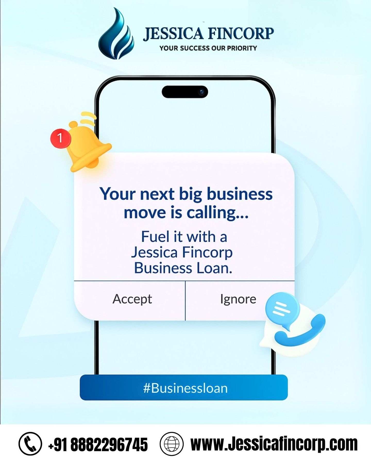 Instagram post: Business loan becomes incoming phone call
