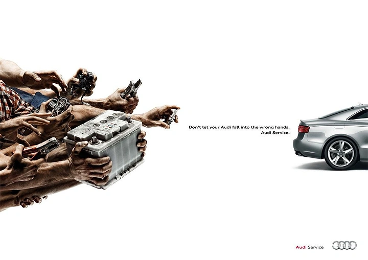 Auto Repair & Garages creative ad: Grasping hands: don't trust wrong hands