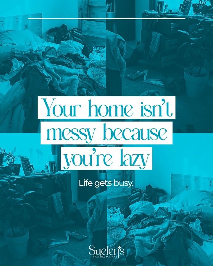 Cleaning Services creative ad: Empathetic copy 'not lazy', stylish type treatment