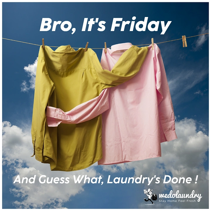 Laundry & Dry Cleaning creative ad: Hugging shirts on line as Friday bros