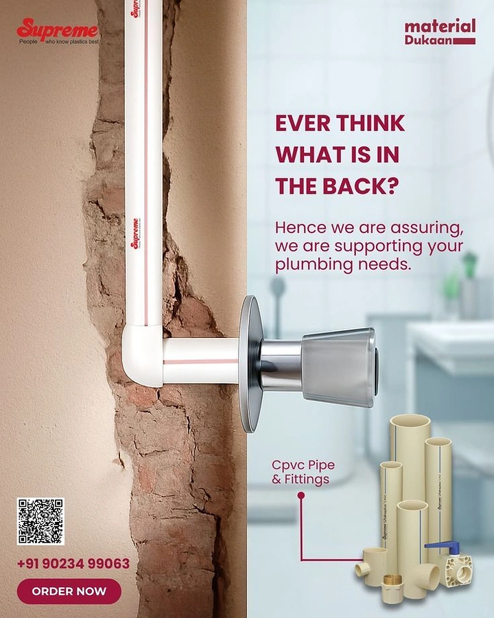 Plumbers creative ad: Wall cutaway reveals hidden pipes inside