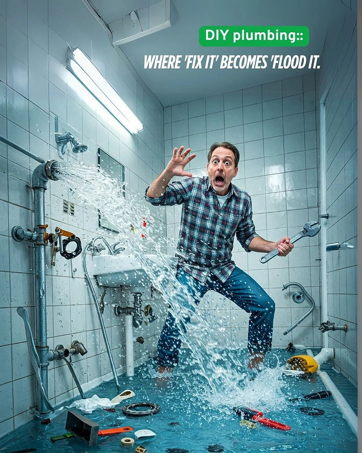 Plumbers creative ad: Witty 'fix it becomes flood it' DIY disaster