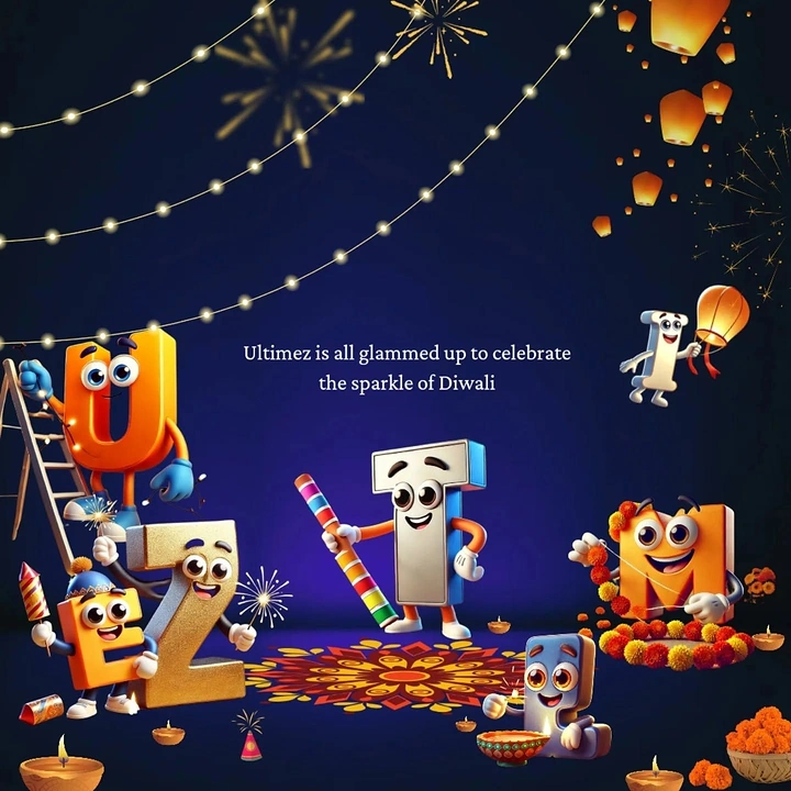 Diwali creative ad: 3D cartoon brand-name letters celebrating Diwali