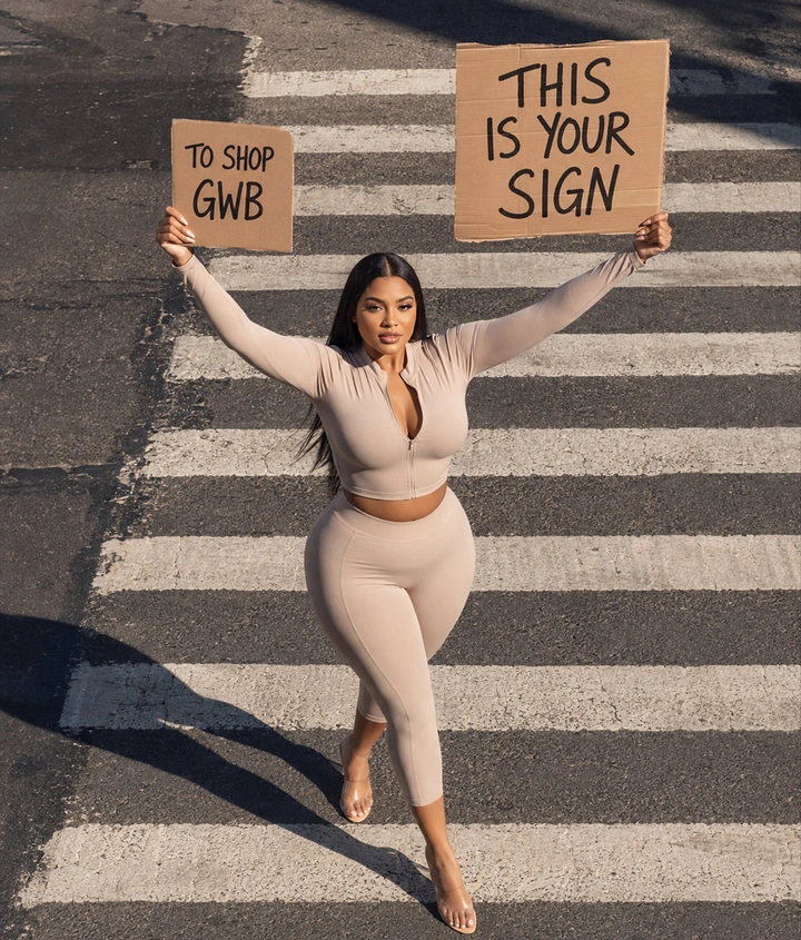 Plus-Size Fashion creative ad: Literal sign creates shopping invitation