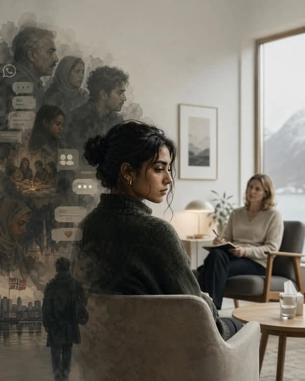 Therapists & Counsellors creative ad: Therapy scene layered with emotional memories