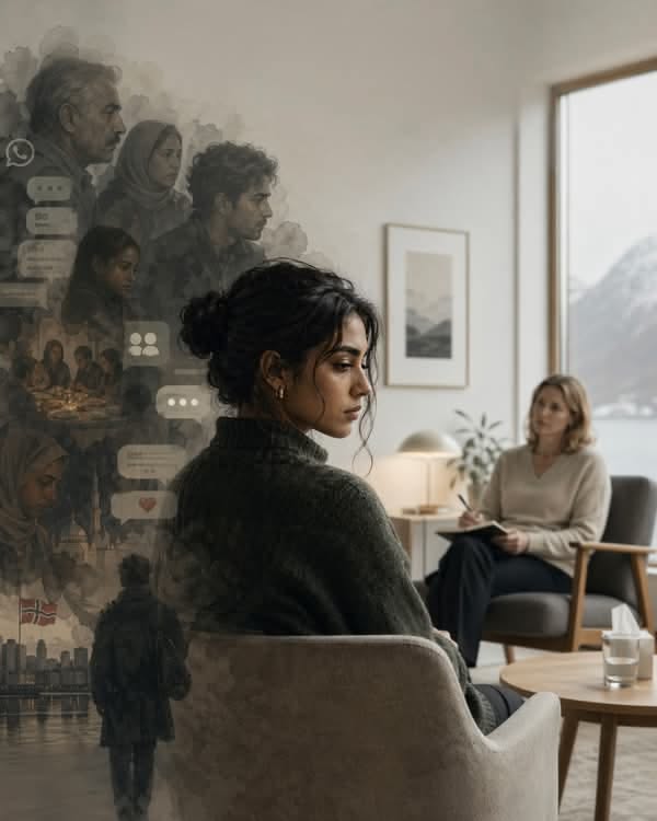 Instagram post: Therapy scene layered with emotional memories