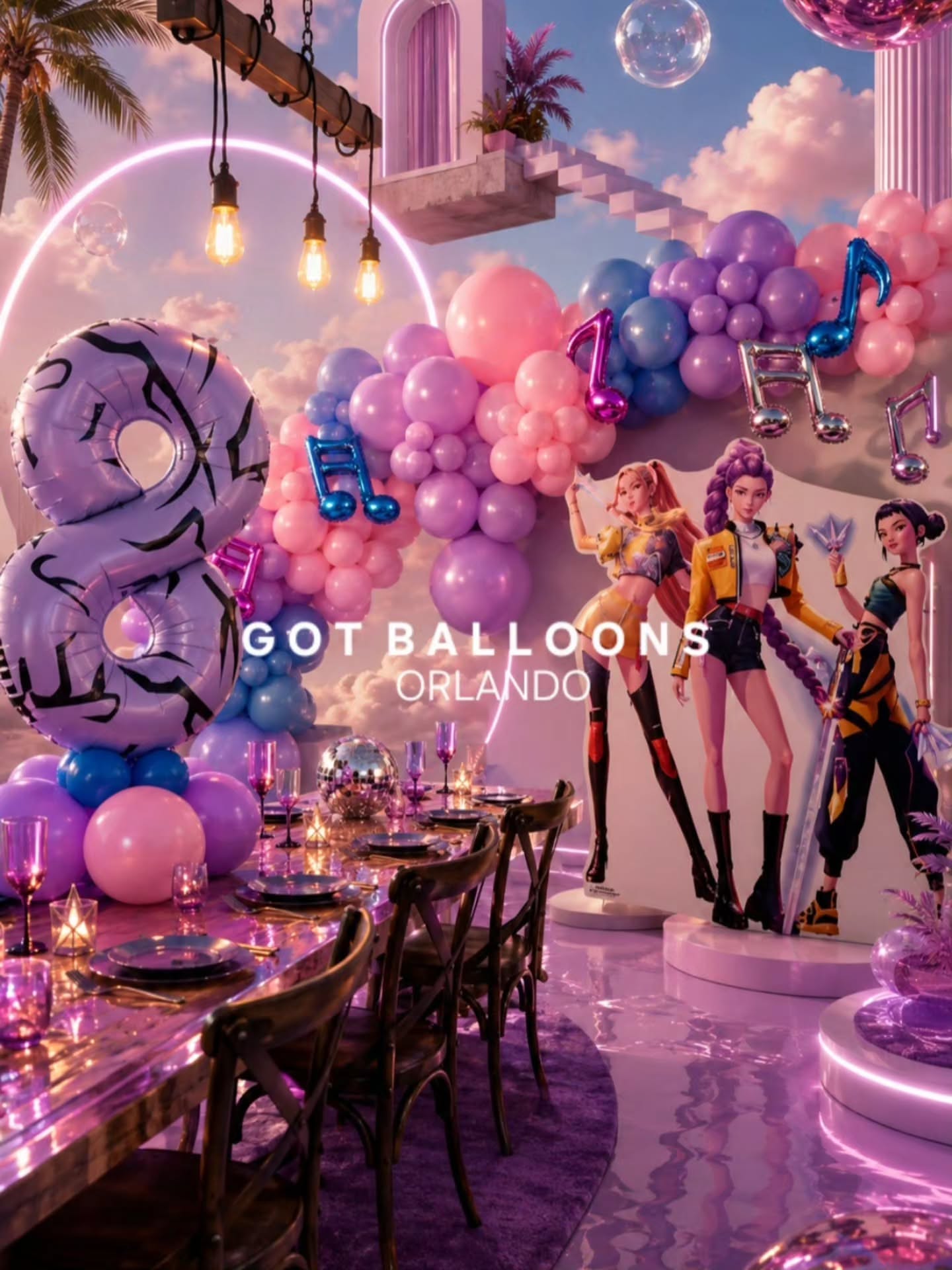 Instagram post: Tropical party scene built from balloons, slide 4