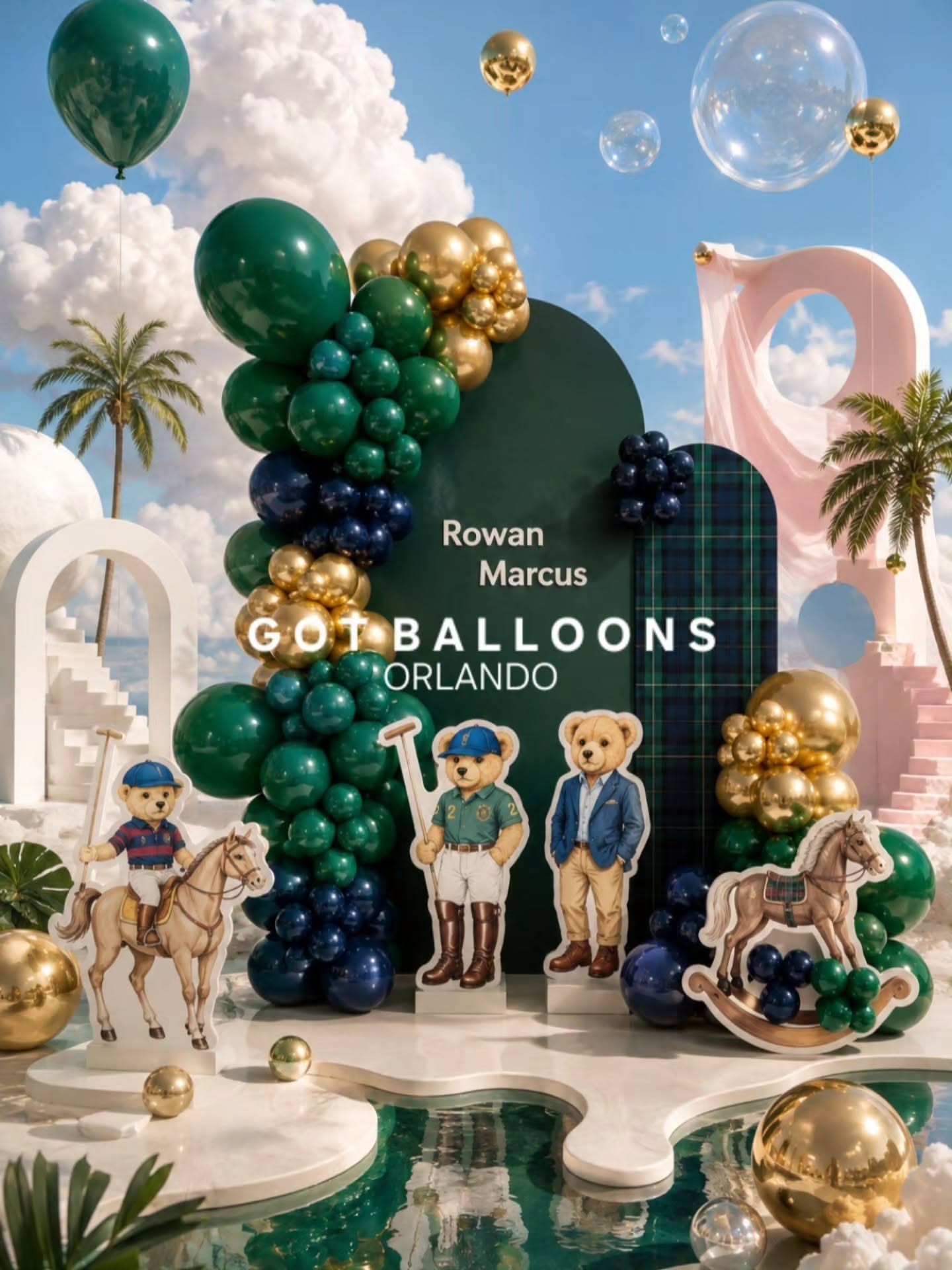 Instagram post: Tropical party scene built from balloons, slide 5