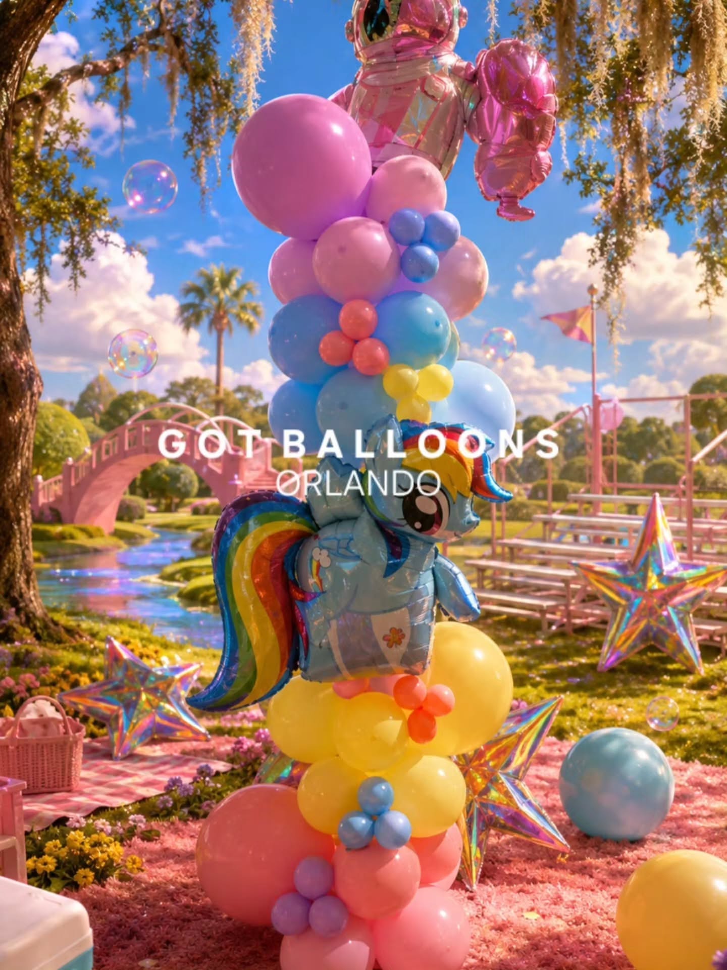 Instagram post: Tropical party scene built from balloons, slide 6
