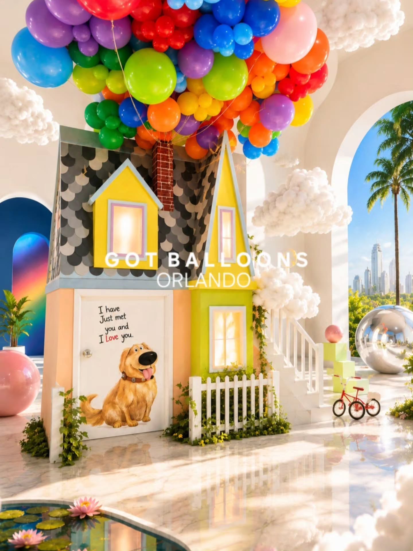 Instagram post: Tropical party scene built from balloons, slide 7