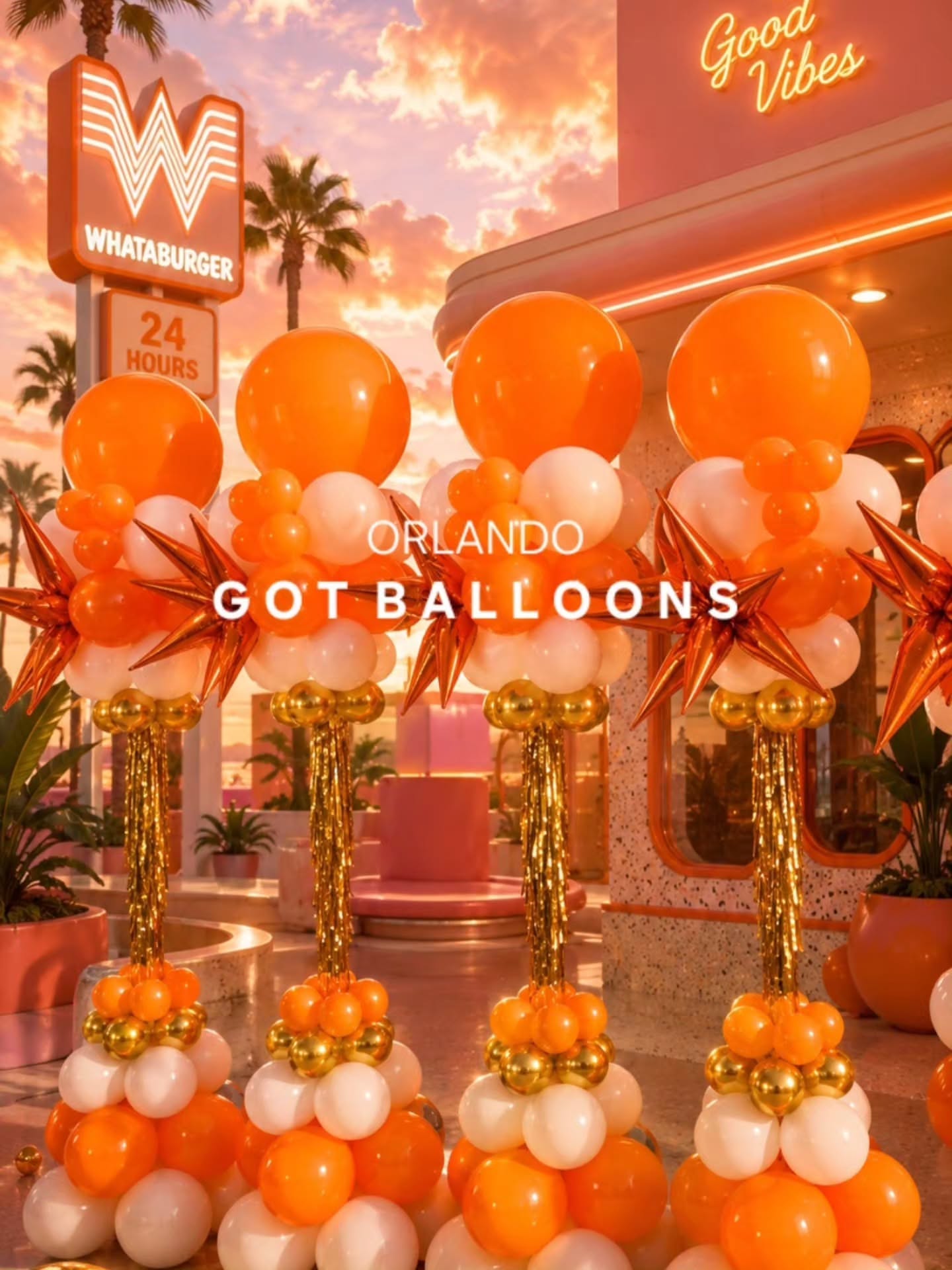Instagram post: Tropical party scene built from balloons, slide 9