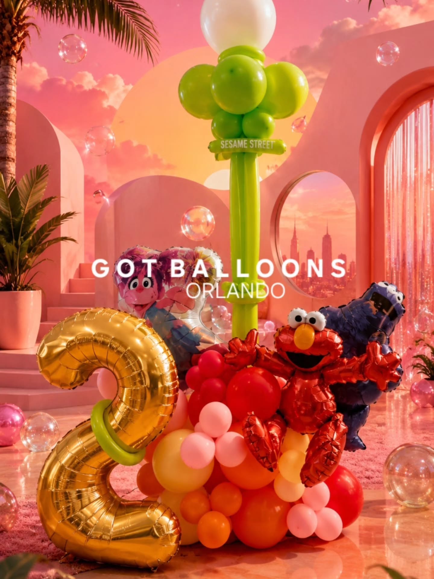 Instagram post: Tropical party scene built from balloons, slide 10