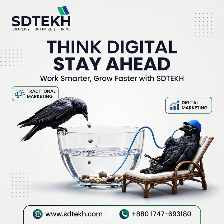 Agency creative ad: Crow-and-pitcher fable: traditional vs digital