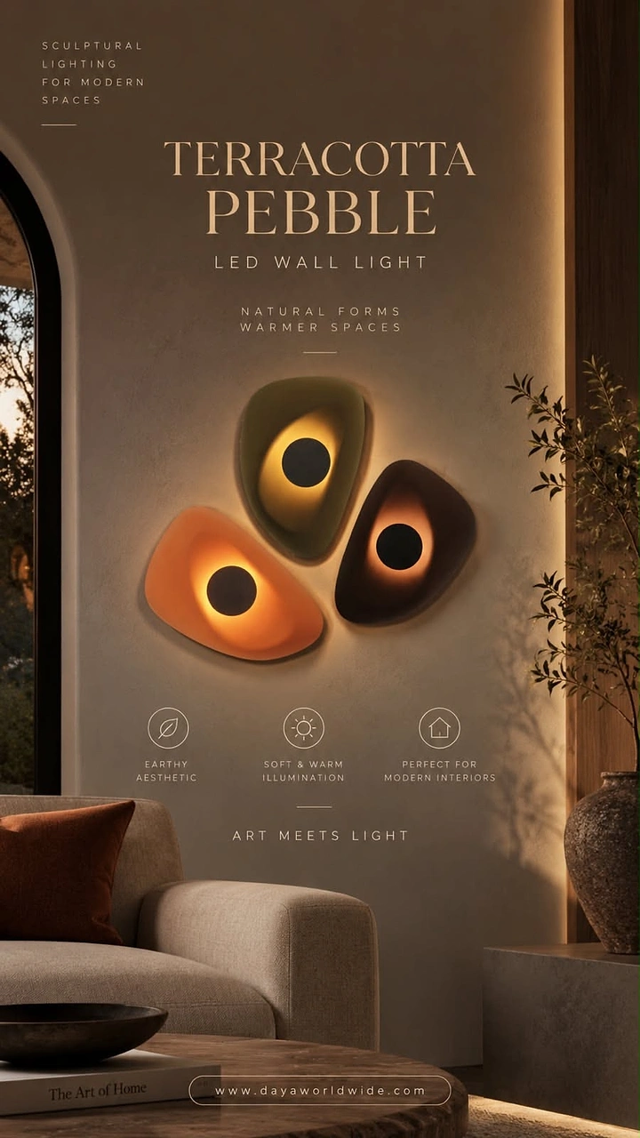 Lighting Stores & Lamps creative ad: Sculptural pebble lamps create memorable metaphor