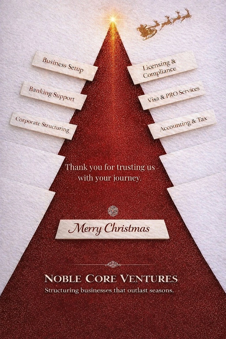 Christmas creative ad: Glittery red paper Christmas tree with service-label branches