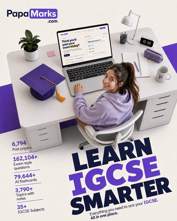 Creative ad: High-angle view of a student at a white desk using a laptop with the study platform on screen