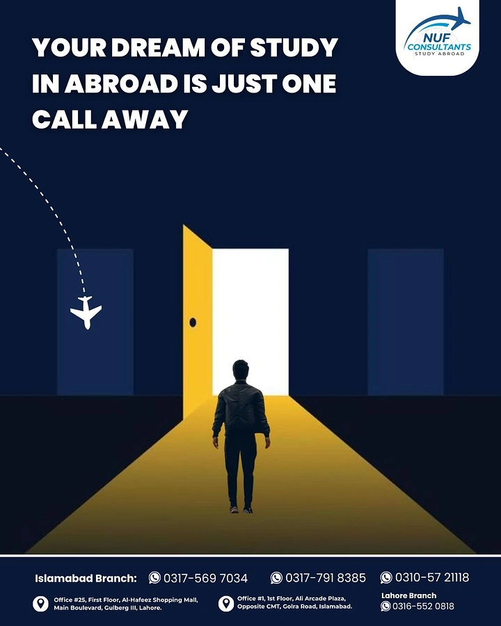 Study Abroad Consultants creative ad: Doorway path creates call-to-action metaphor