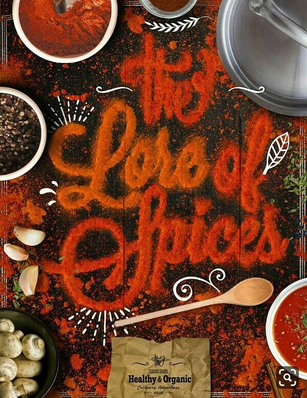 Spices & Masala Brands creative ad: Lettering written in spice powder