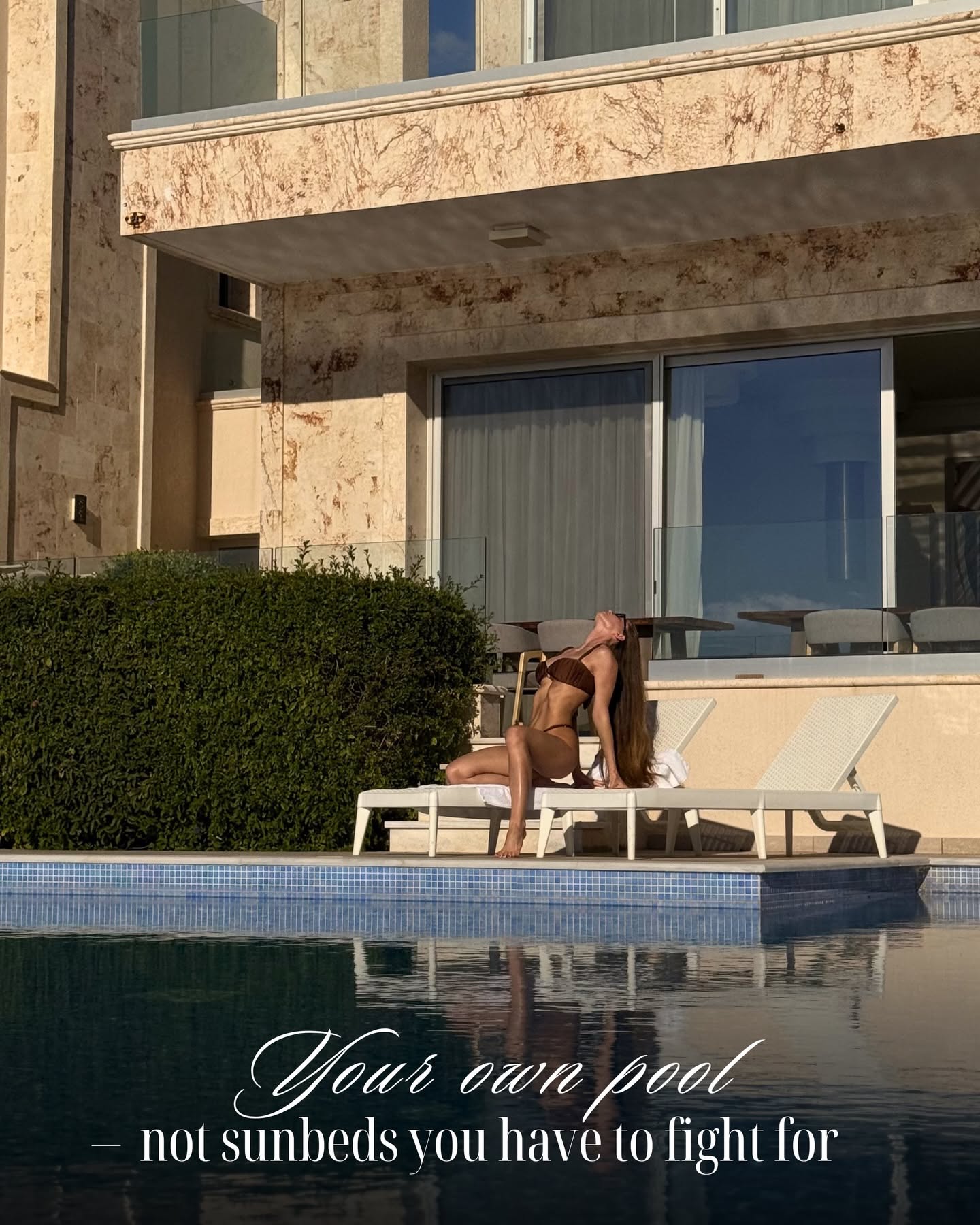 Instagram post: Witty copy positions villa against hotels, slide 4