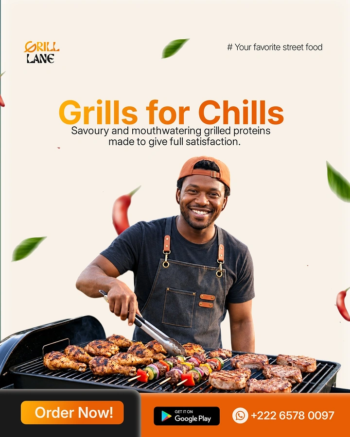 BBQ & Grill Restaurants creative ad: Strong grills-for-chills wordplay and layout