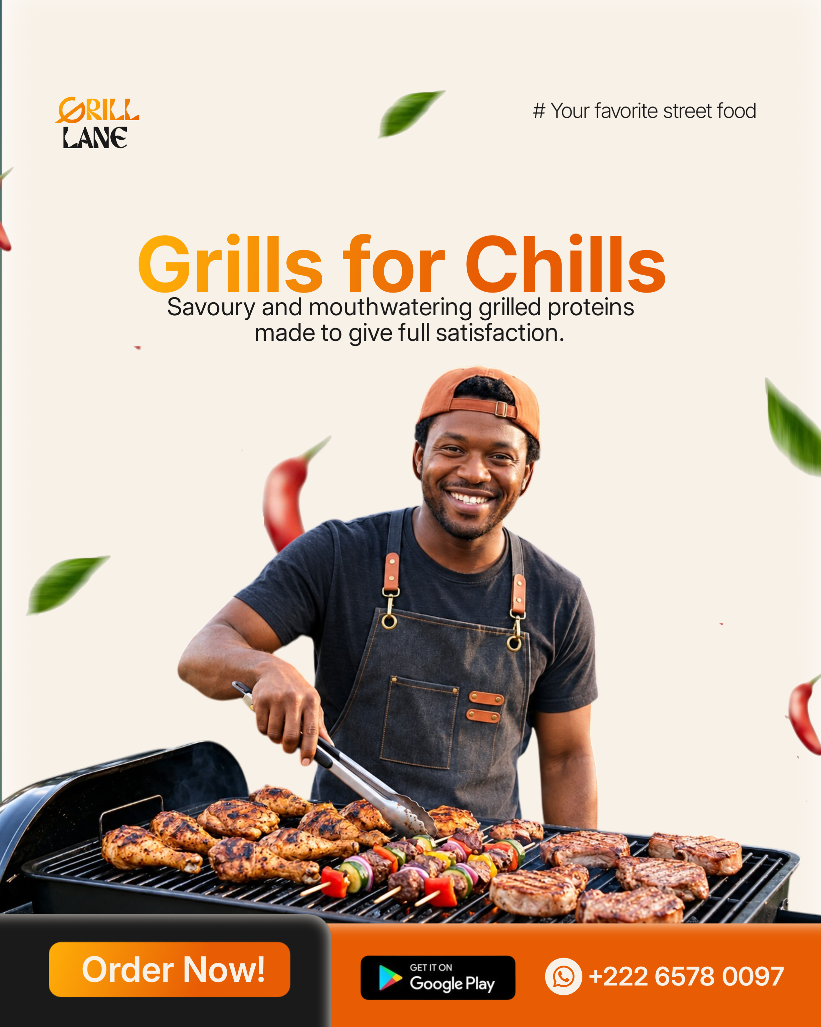Instagram post: Strong grills-for-chills wordplay and layout