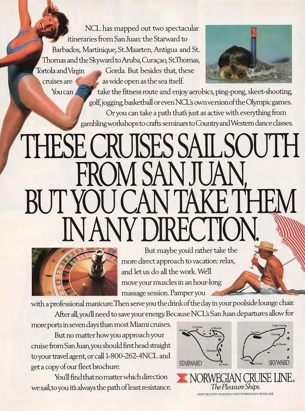 Cruises & Cruise Lines creative ad: Directional copy drives cruise concept