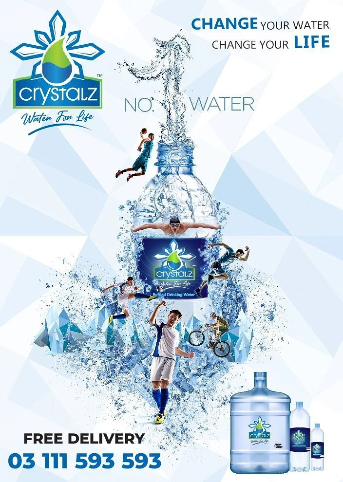 Packaged Drinking Water creative ad: Surreal water splash forms campaign world