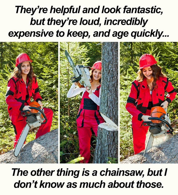 Power Tools creative ad: Fashion framing makes chainsaw unexpected