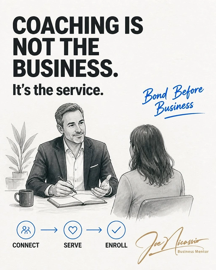 Life & Business Coaches creative ad: Witty service-versus-business copy, strong illustration