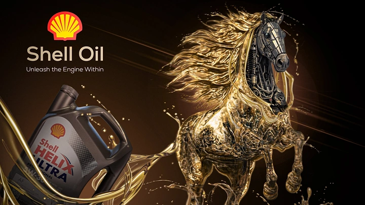 Engine Oil & Lubricants creative ad: Oil transforms into a powerful horse
