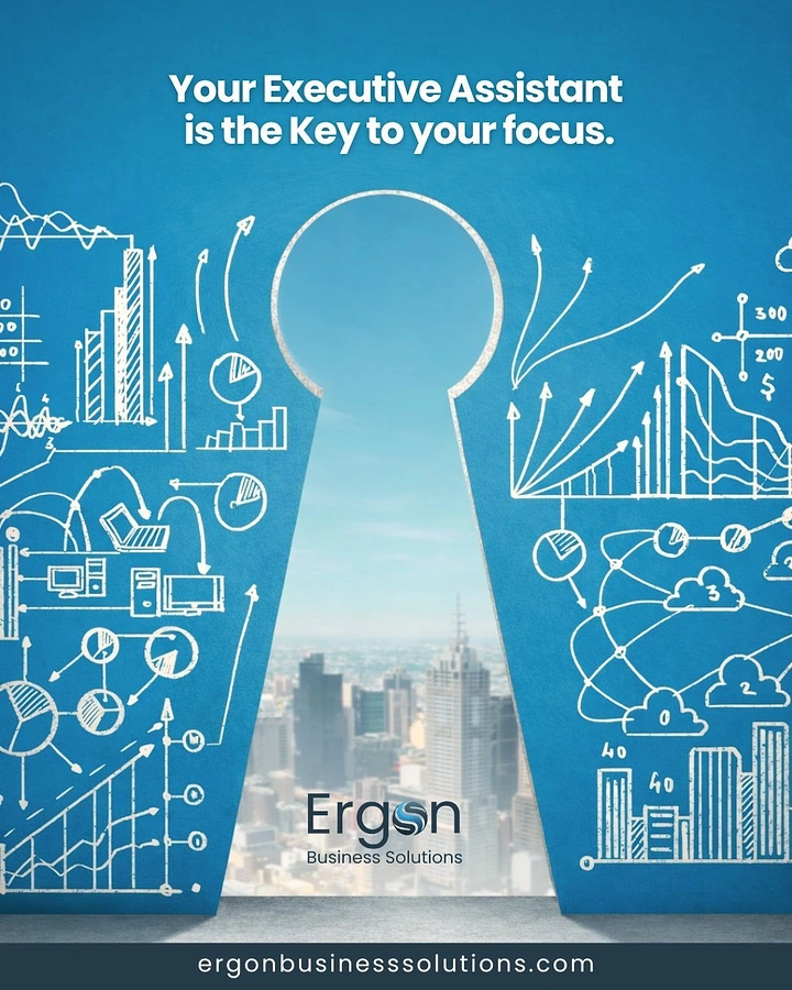 Virtual Assistant Services creative ad: Keyhole visual metaphor representing focus
