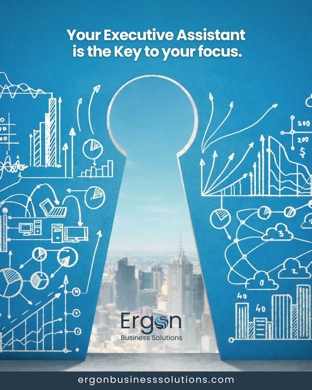 Instagram post: Keyhole visual metaphor representing focus
