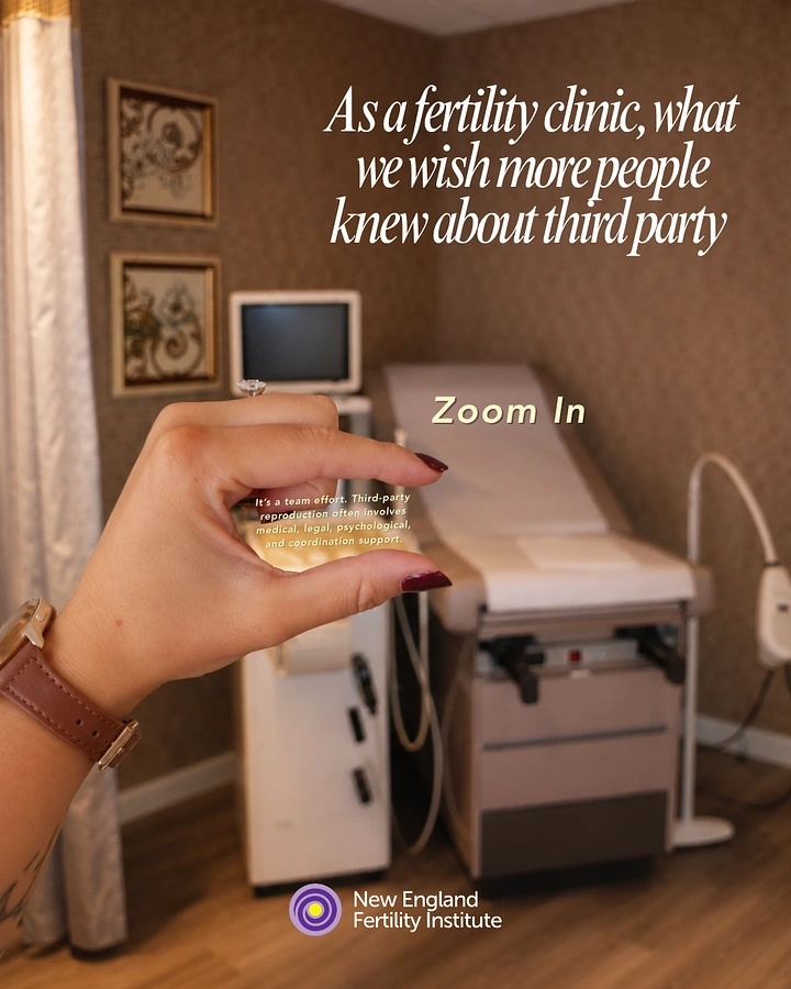 IVF & Fertility Clinics creative ad: Tiny zoom-in note held in clinic