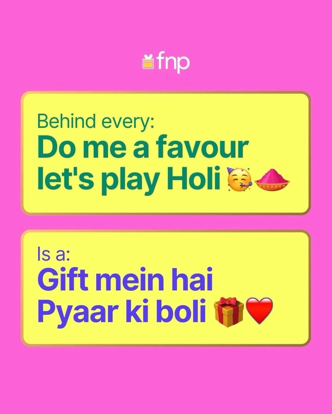 Holi Instagram post: Ornate brass pichkari with a pink condom-like water balloon at its tip, slide 8