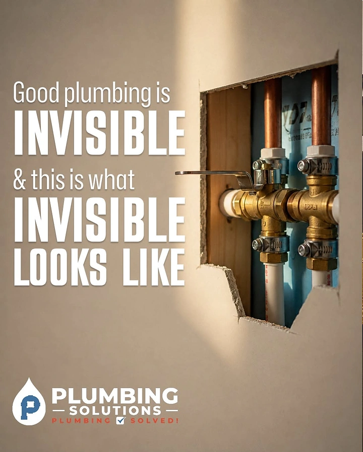 Plumbers creative ad: Invisible plumbing revealed through wall hole