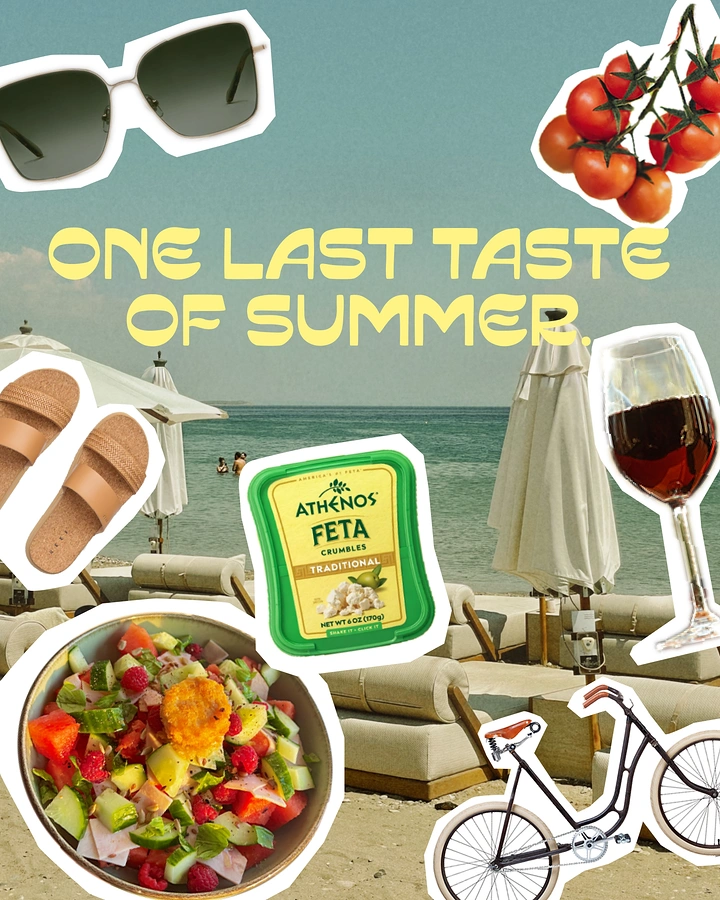 Salad Bars & Healthy Restaurants creative ad: Beach picnic collage sells summer feta