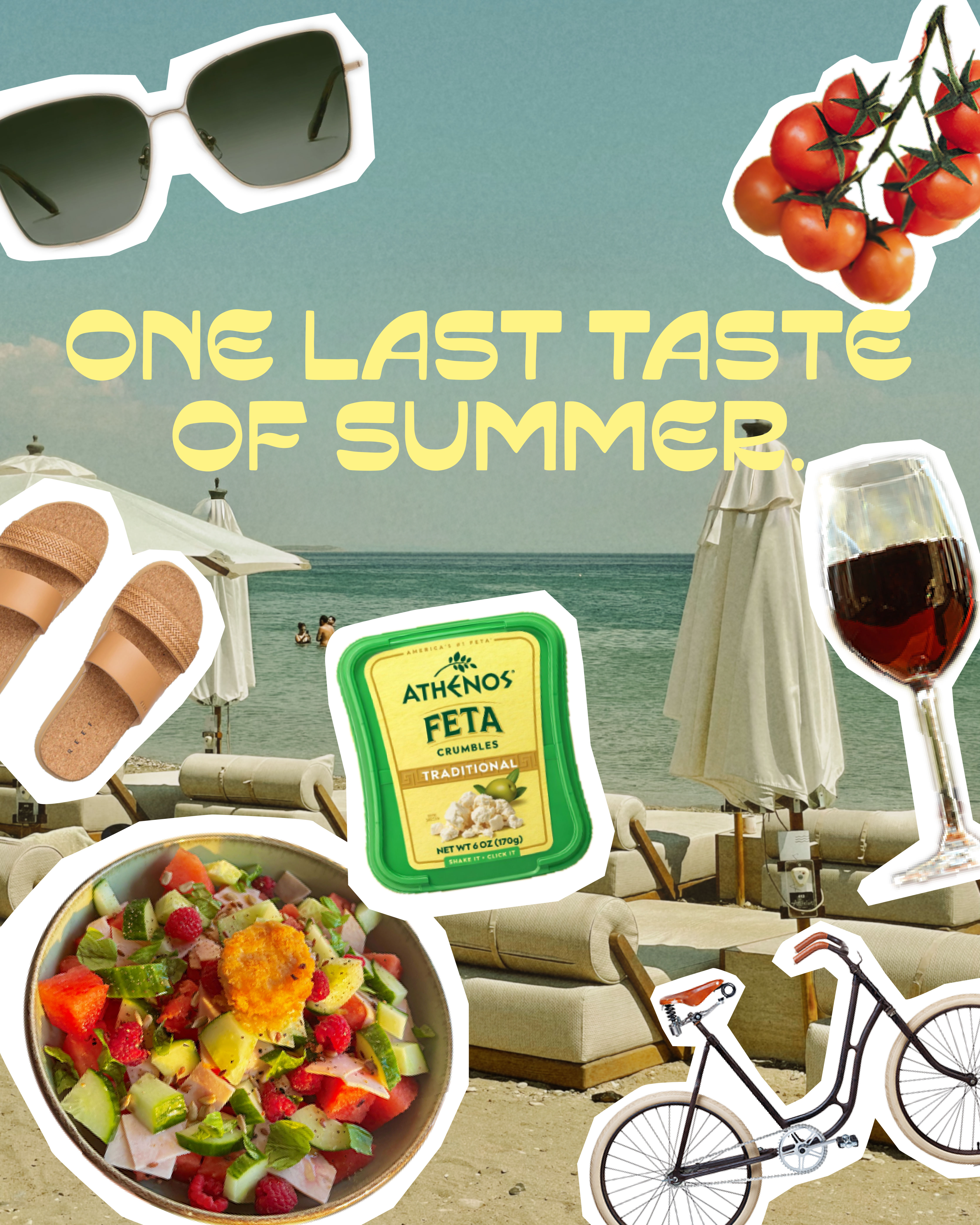 Instagram post: Beach picnic collage sells summer feta